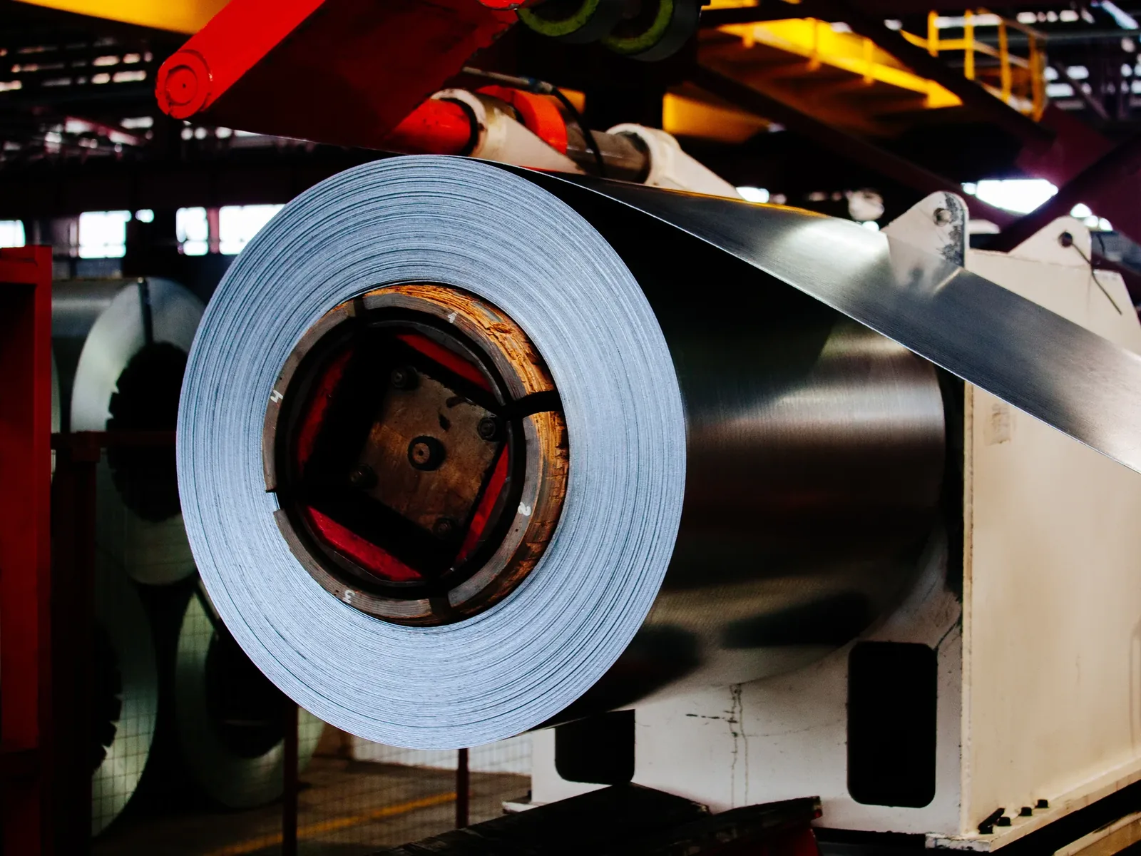 Master steel coil on the roll forming line