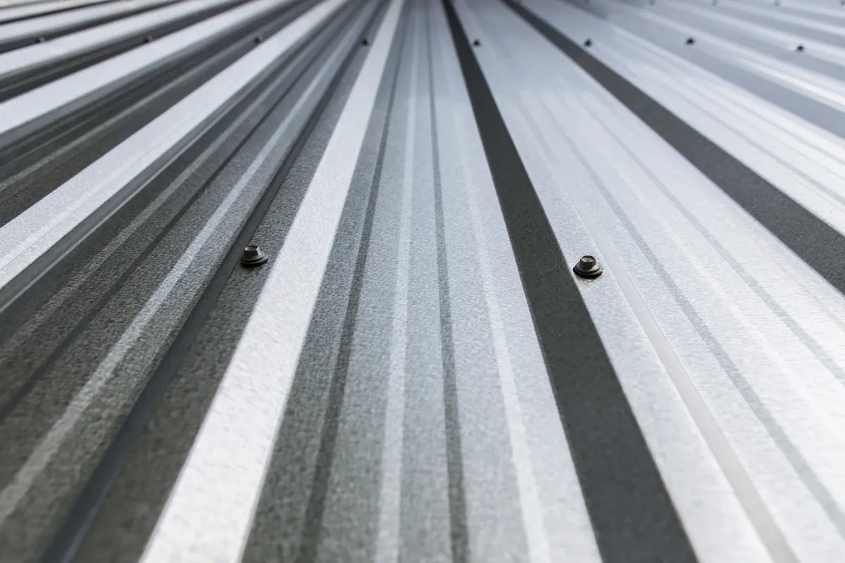 R-Panel (PBR) metal roof panels, fastened
