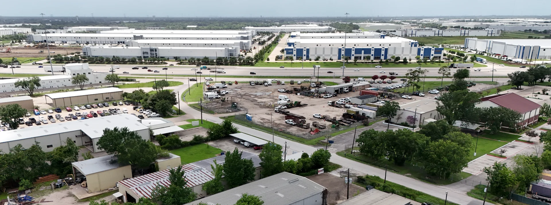 Aerial view of the Beltway Steel pickup yard off Beltway 8, Houston